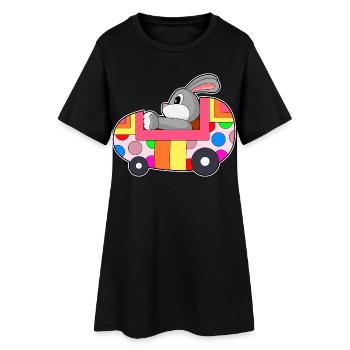 Voiture de Pâques Bunny - Robe T-shirt Femme - noir - Devant