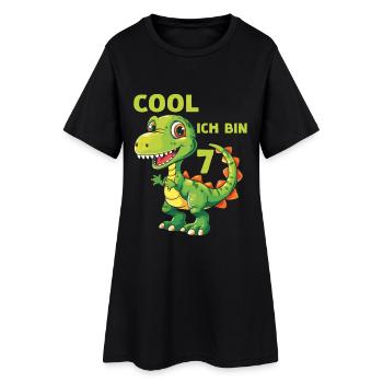 Dinosaurier 7 Geburtstag Dino 7 Jahre Spruch - Frauen T-Shirt-Kleid - Schwarz - Vorne