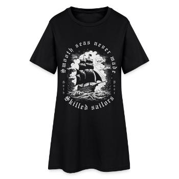 Mer lisse Qualifié marin Vintage navire citation - Robe T-shirt Femme - noir - Devant