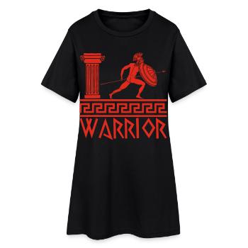 Guerrier grec antique rouge - Robe T-shirt Femme - noir - Devant
