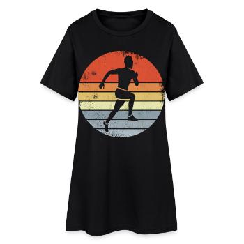 Dessin de coureur Vintage - Robe T-shirt Femme - noir - Devant