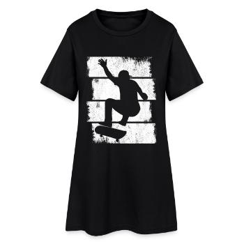 Croquis de garçon de planche à roulettes - Robe T-shirt Femme - noir - Devant