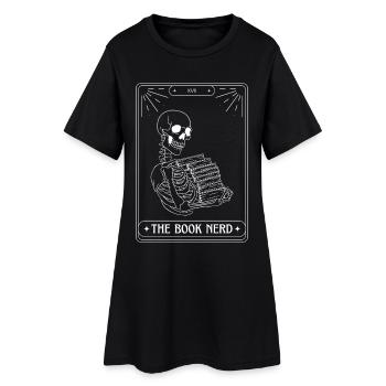 Drôle Tarot carte squelette livres lecture livre Nerd - Robe T-shirt Femme - noir - Devant