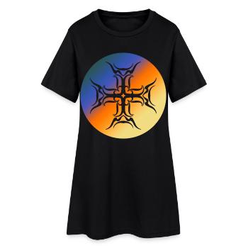 Roundel Tribal Cross T-shirt dégradé coloré - Robe T-shirt Femme - noir - Devant