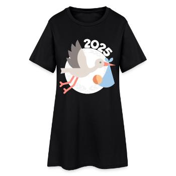 Cigogne avec bébé 2025 - Robe T-shirt Femme - noir - Devant