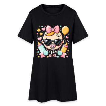 Annonce de naissance Équipe Sexe Filles 2026 - Robe T-shirt Femme - noir - Devant