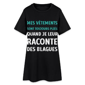 Vêtements pliés blagues citation drôles humour - Robe T-shirt Femme - noir - Devant