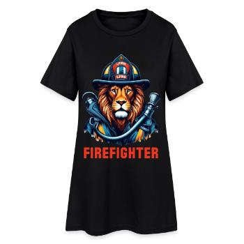 Cadeau Lion pompier - Robe T-shirt Femme - noir - Devant
