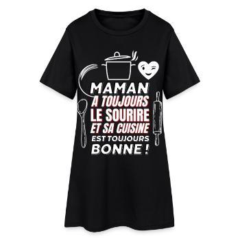 Maman a toujours le sourire, sa cuisine est bonne - Robe T-shirt Femme - noir - Devant
