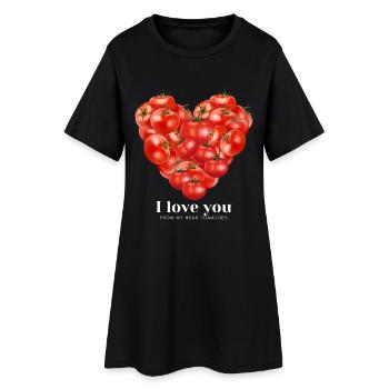 I love you from my head tomatoes rotes Herz - Frauen T-Shirt-Kleid - Schwarz - Vorne