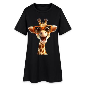 Giraffe, Wilderness, Safari, Africa, Wild Cute Giraffes - Women’s T-Shirt Dress - black - Front
