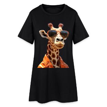 Giraffe, Wilderness, Safari, Africa, Wild Cute Giraffes - Women’s T-Shirt Dress - black - Front