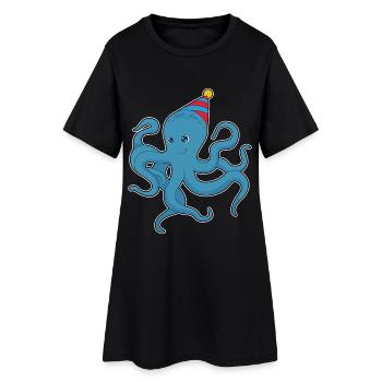 Krake Geburtstag Partyhut - Frauen T-Shirt-Kleid - Schwarz - Vorne