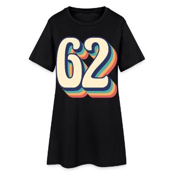 Vintage Retro T-Shirt Nummer 62 Zweiundsechzig - Frauen T-Shirt-Kleid - Schwarz - Vorne