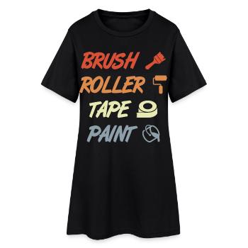 Brosse Rouleau Ruban Peinture - Robe T-shirt Femme - noir - Devant
