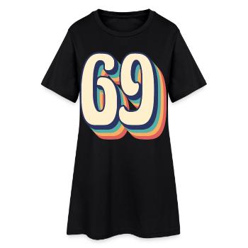 Vintage Retro T-Shirt Nummer 69 Sixty Nine - Frauen T-Shirt-Kleid - Schwarz - Vorne