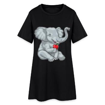 Elefant Apfel  - Frauen T-Shirt-Kleid - Schwarz - Vorne