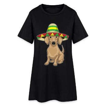 Dackel Sombrero - Frauen T-Shirt-Kleid - Schwarz - Vorne