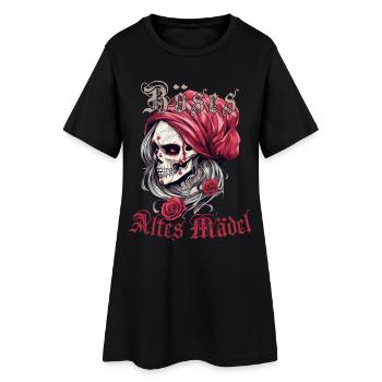 Bad Old Girl Roses crâne crâne squelette - Robe T-shirt Femme - noir - Devant