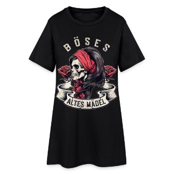 Bad Old Girl tête de mort Roses Biker Bandana - Robe T-shirt Femme - noir - Devant