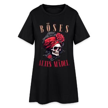 Méchant vieille fille tête de mort Roses tête de mort Bandana - Robe T-shirt Femme - noir - Devant