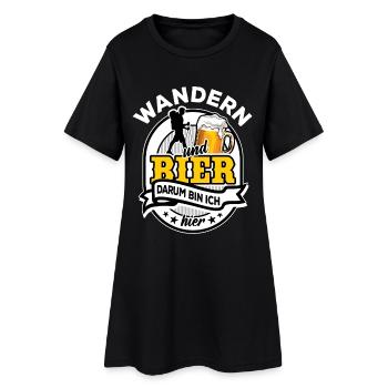 Handball & Bier - darum bin ich hier - Frauen T-Shirt-Kleid - Schwarz - Vorne
