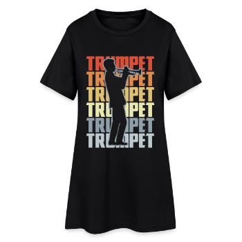 Trompette rétro - Robe T-shirt Femme - noir - Devant