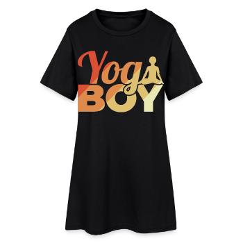 Drôle De Yoga Garçon - Robe T-shirt Femme - noir - Devant