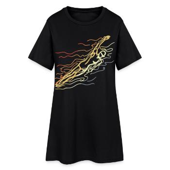 Vintage Swimming Drawing - Women’s T-Shirt Dress - black - Front