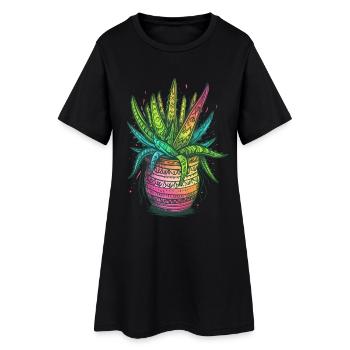 Aloe Vera psychédélique plantes succulentes jardinier - Robe T-shirt Femme - noir - Devant