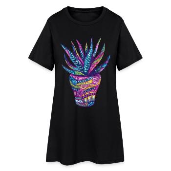 Aloe Vera Jardin de plantes succulentes psychédéliques - Robe T-shirt Femme - noir - Devant