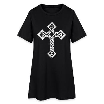 Keltisches Kreuz - Frauen T-Shirt-Kleid - Schwarz - Vorne