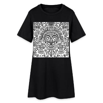 Inca, Aztec, Mayan Pattern, Artwork - Women’s T-Shirt Dress - black - Front