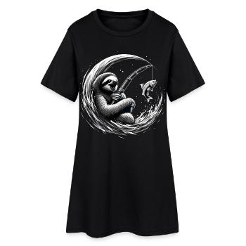 Pêche paresseux pêcheur cadeau - Robe T-shirt Femme - noir - Devant