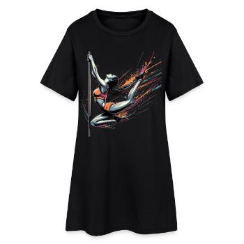Pole Dance Dynamik Farben Geschenk - Frauen T-Shirt-Kleid - Schwarz - Vorne