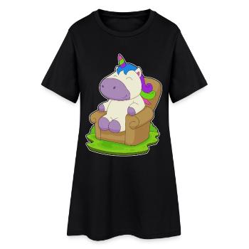 Einhorn Sessel - Frauen T-Shirt-Kleid - Schwarz - Vorne