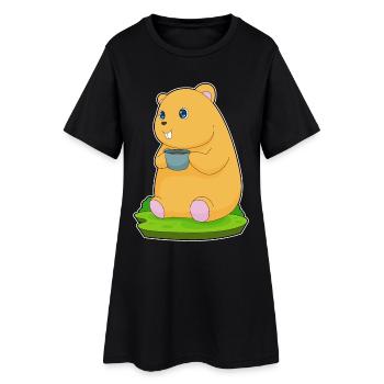 Tasse à café hamster - Robe T-shirt Femme - noir - Devant