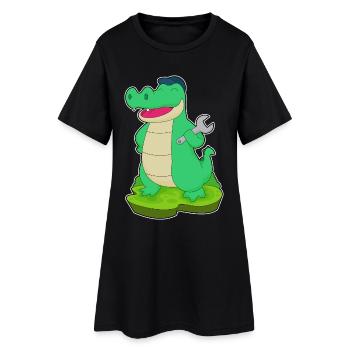Atelier de Mécanique Crocodile à Clés - Robe T-shirt Femme - noir - Devant
