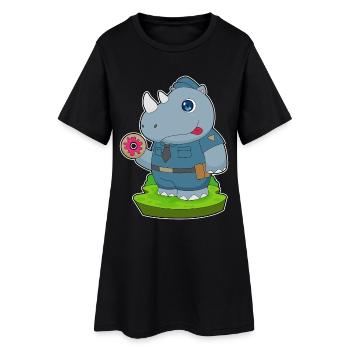 Nashorn Polizist Donut Polizei - Frauen T-Shirt-Kleid - Schwarz - Vorne