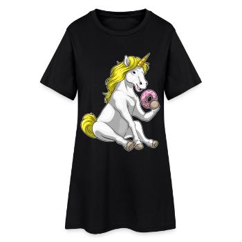 Beignet licorne - Robe T-shirt Femme - noir - Devant