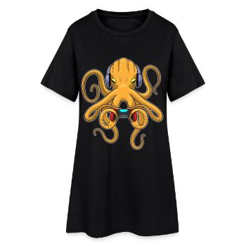 Krake Gamer Controller - Frauen T-Shirt-Kleid - Schwarz - Vorne
