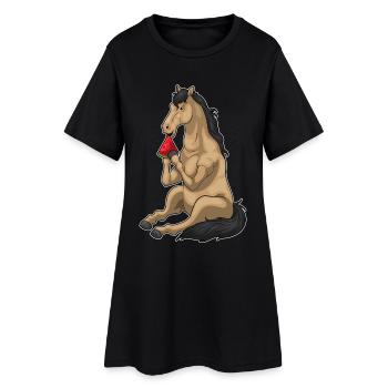 Pastèque cheval - Robe T-shirt Femme - noir - Devant