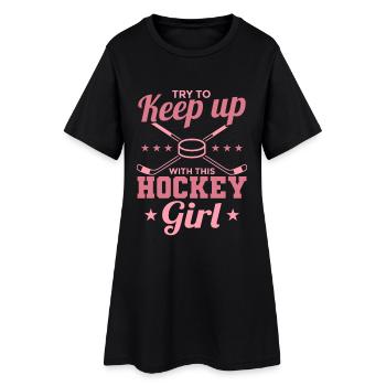 Essayez de suivre cette fille de hockey - Robe T-shirt Femme - noir - Devant
