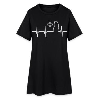 Veterinary Cat Heartbeat - Women’s T-Shirt Dress - black - Front