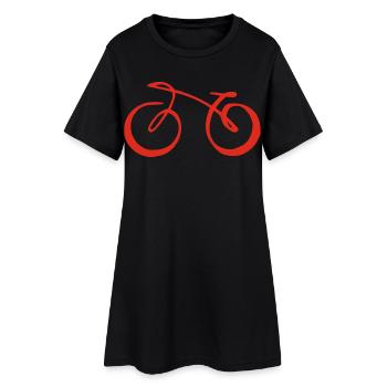 Rotes minimalistisches Fahrrad - Frauen T-Shirt-Kleid - Schwarz - Vorne