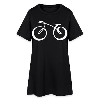 Weißes minimalistisches Fahrrad - Frauen T-Shirt-Kleid - Schwarz - Vorne
