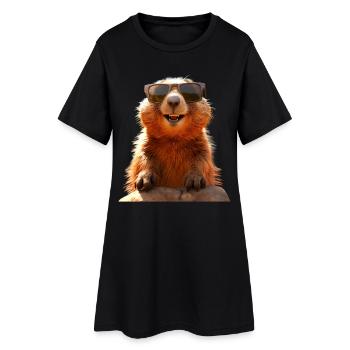 Marmot with sunglasses Rodent Ground Squirrel - Women’s T-Shirt Dress - black - Front