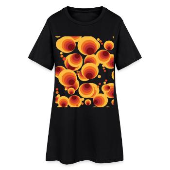 Abstraktes Polka Dots Kreismuster - Frauen T-Shirt-Kleid - Schwarz - Vorne