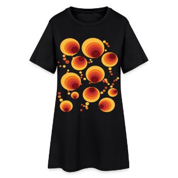 Abstract Polka Dots Circle Pattern - Women’s T-Shirt Dress - black - Front