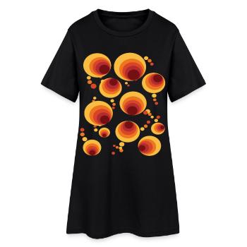 Vintage des années 50 60 des années 70 Rétro Cercle Motif Nostalgie - Robe T-shirt Femme - noir - Devant